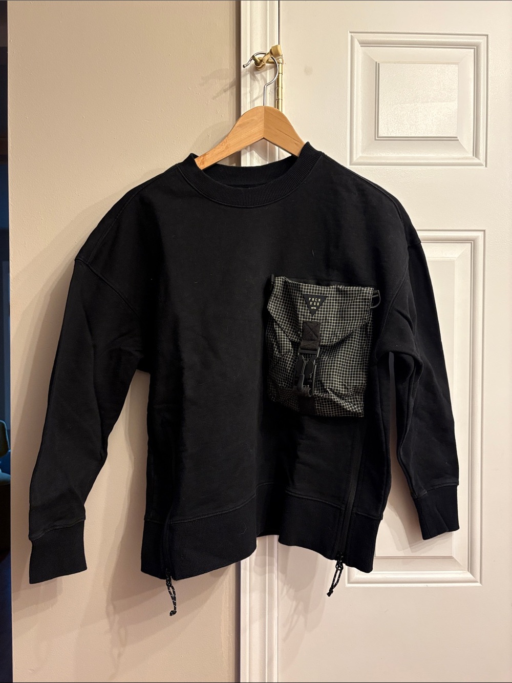 Men's Black Sweatshirt with Utility Pocket